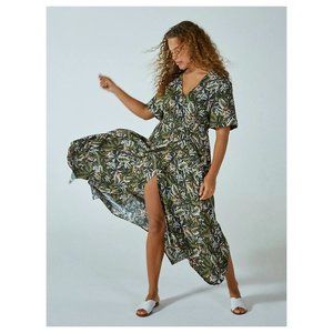 Banana Republic Tiger Handkerchief-Hem Wrap Dress 6 Tall